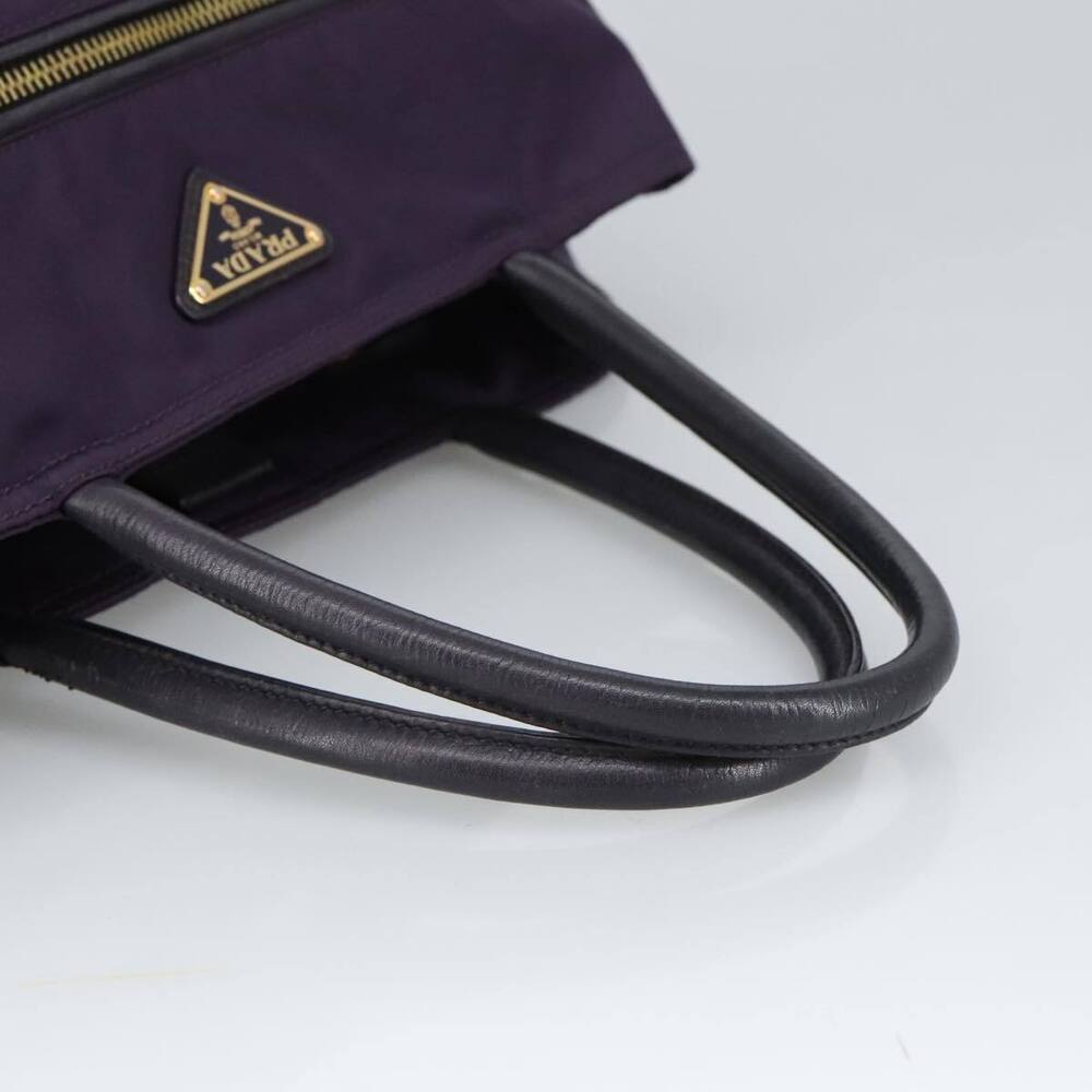 Prada Hand Bag Nylon Purple Gold Auth #155934P31B - Picture 7 of 15